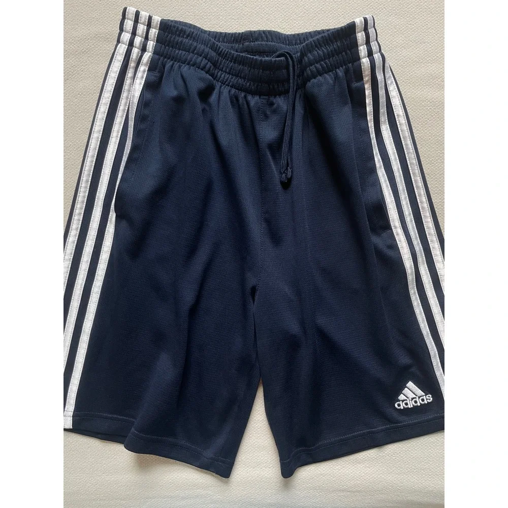 Adidas 3-Stripe Classic Athletic Soccer Shorts, Navy/White, Boy's XL (14-16)